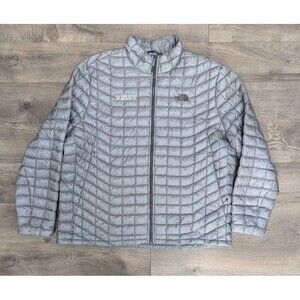 North Face Thermoball Eco Puffer Jacket Mens Sz XXL Gray Full Zip Quilted Print